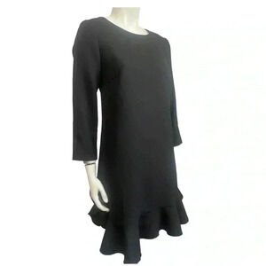 ROSSOPURO Italy little black dress with ruffle flounce women's size small